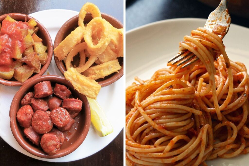 spain vs italy travel: food